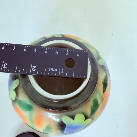 VTG Floral German Ginger Jar Retro Apothecary Style Home Decor Accent Pottery - Picture 9 of 16